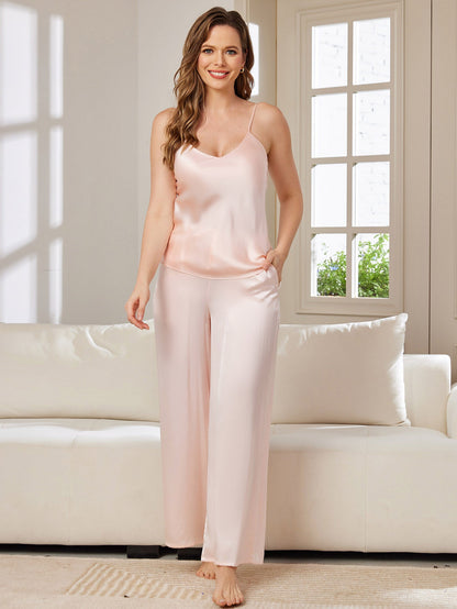 Pure Silk Cami & Wide Leg Pants Pajama Set