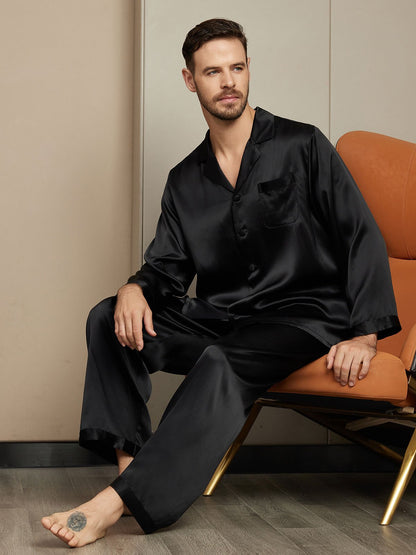 Pure Silk Long Sleeve Men's Pajamas