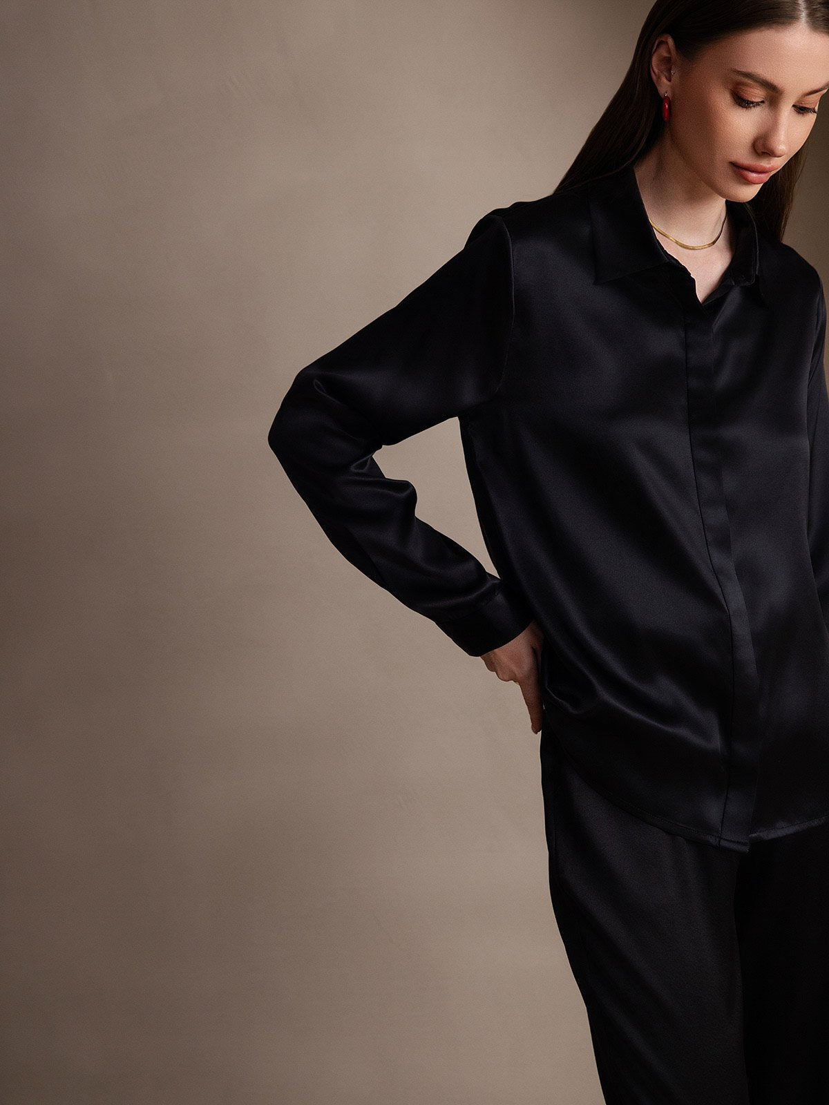 19 Momme Basic Silk Long-Sleeved Shirt