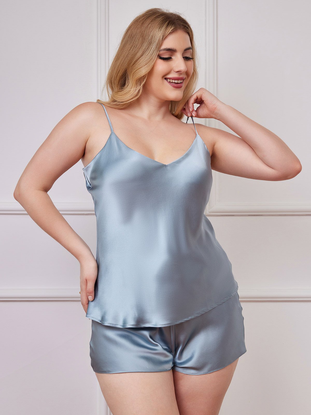 Pure Silk Spaghetti Strap Plus Size Camisole Set