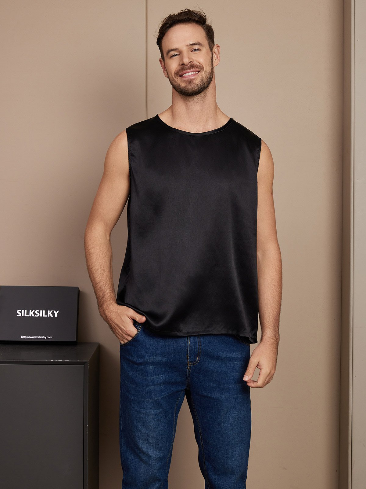 Pure Silk Casual Men's Tank Top