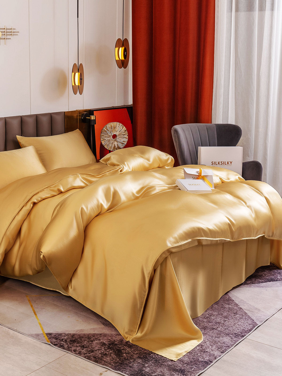 Silk Bed Set - Cooling all Night in Hot Summer (4Pcs Set)