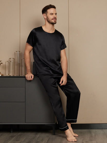 Pure Silk Short Sleeve Classic Men's Pajamas