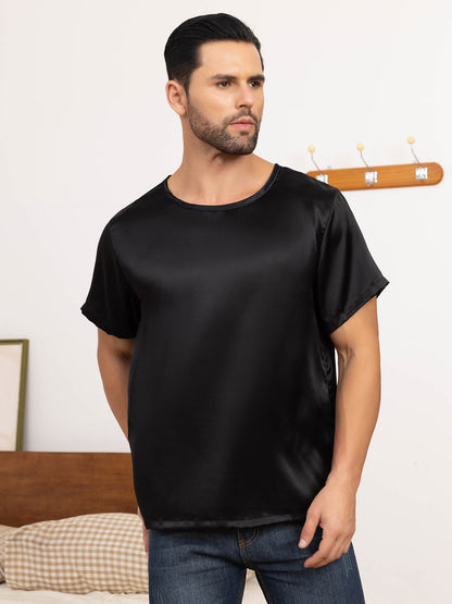 Pure Silk Short-Sleeved Round Neck Mens Tee