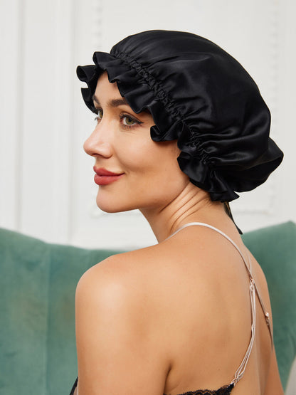 Pure Silk Double Layer Sleeping Caps w/ Ribbon