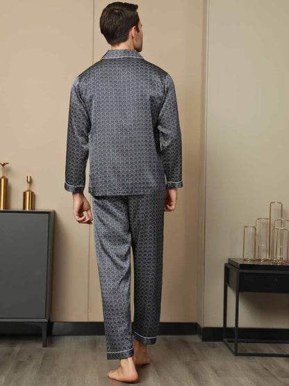 Luxurious Silk Men‘s Printed Pajama Set