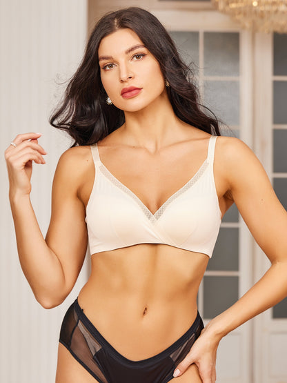 Silk Knitted Lace Trim Comfortable Bra (Panty not included)