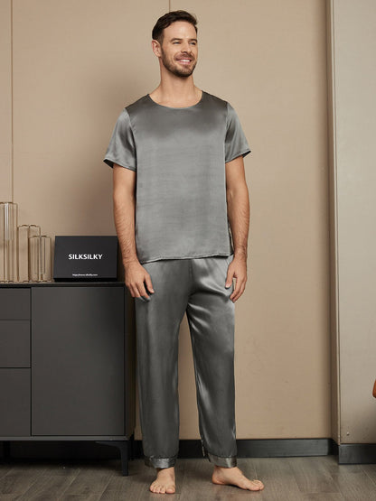 Pure Silk Short Sleeve Classic Men's Pajamas