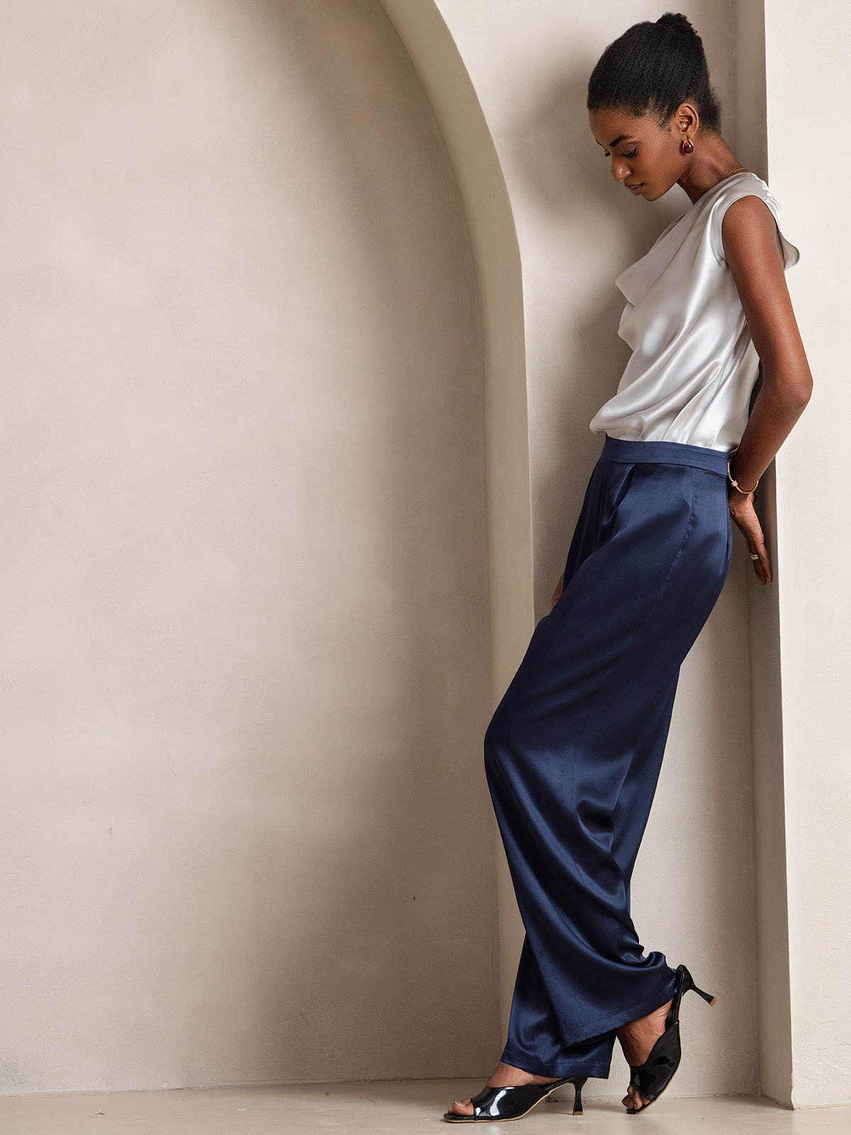 19Momme Casual Silk Wide Leg Pants