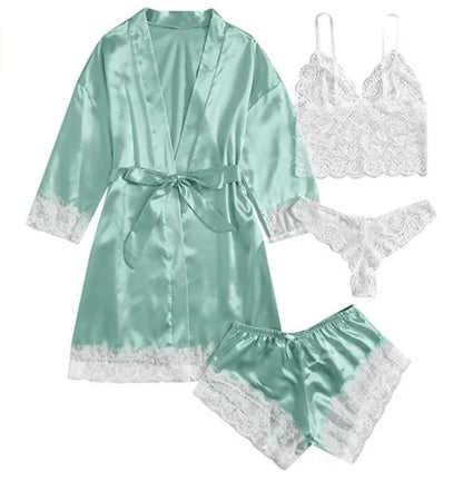 Evelina | 4-Piece Women's Pajama Set with Lace