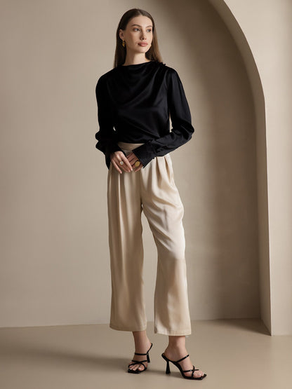 22Momme Timeless Pleated Wide-Leg Silk Long Pants