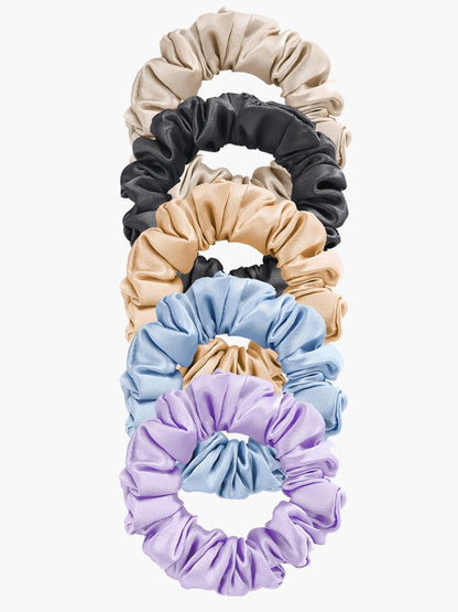 5Pcs Pure Silk Midnight Scrunchies - Regular - 2cm