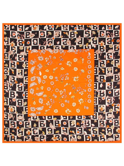 Pure Silk Printed Designer Square Scarf - Size 53x53cm