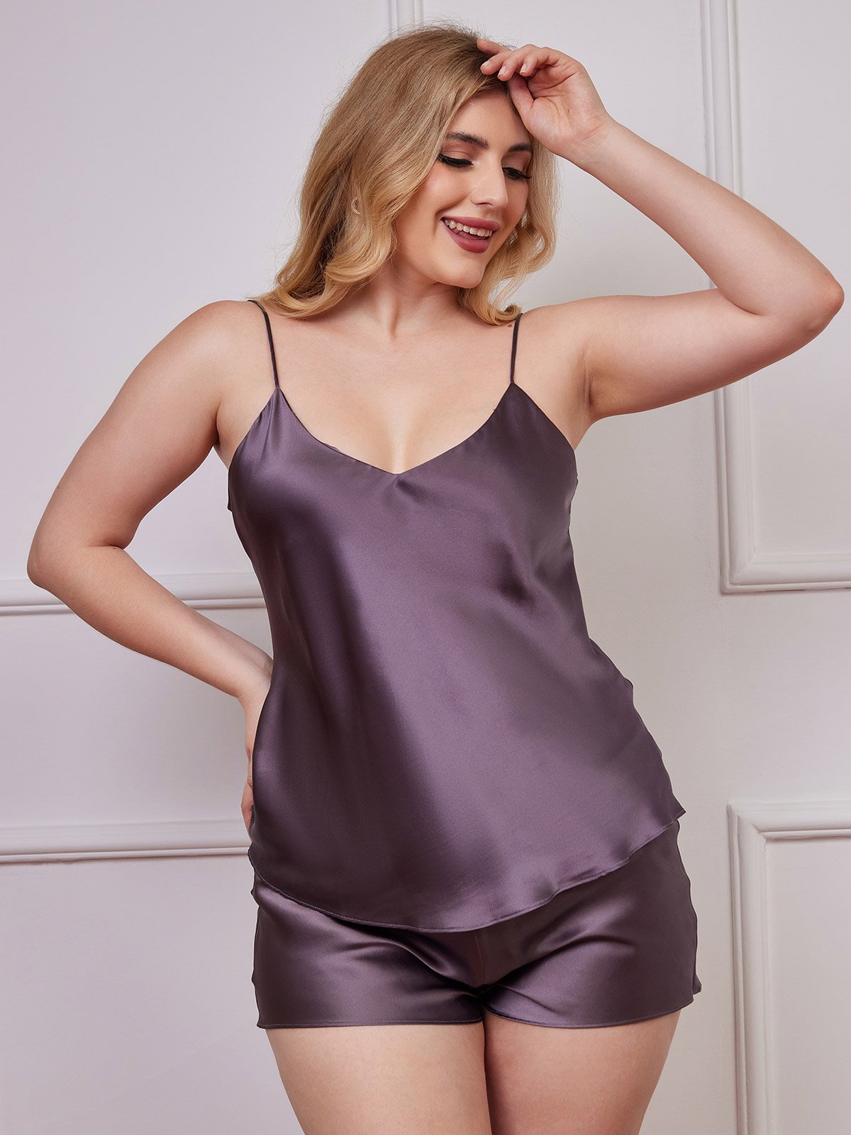 Pure Silk Spaghetti Strap Plus Size Camisole Set