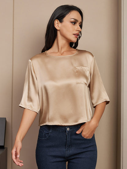 Pure Silk Casual Half Sleeve Women's Blouse T-Shirt