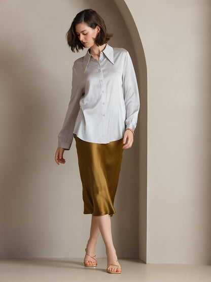 19Momme Silk Solid Color Classic Daily Basic Shirt