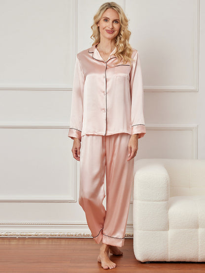 Women‘s Long Sleeve Pure Silk Pajamas Set