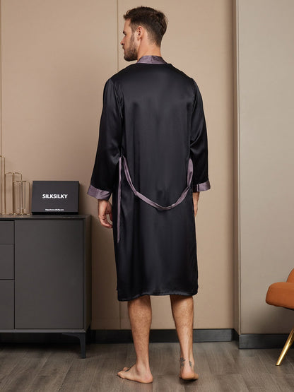 Pure Silk Classic Long Sleeve Mens Robe