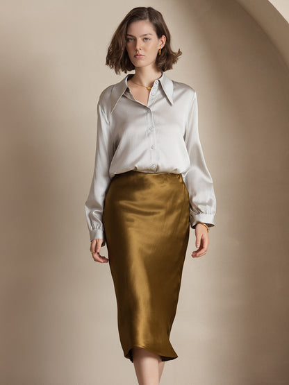 Pure Silk Basic Elegant Skirt