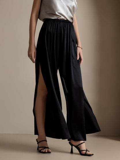 19Momme Silk Fashionable High-Slit Pants