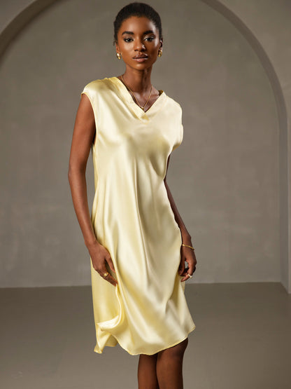 Pure Silk Elegant Short Sleeves Nightgown