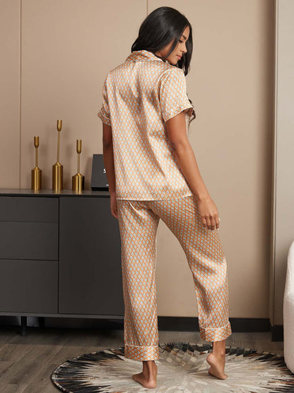 Pure Silk Geometric Pattern Women's Pajamas