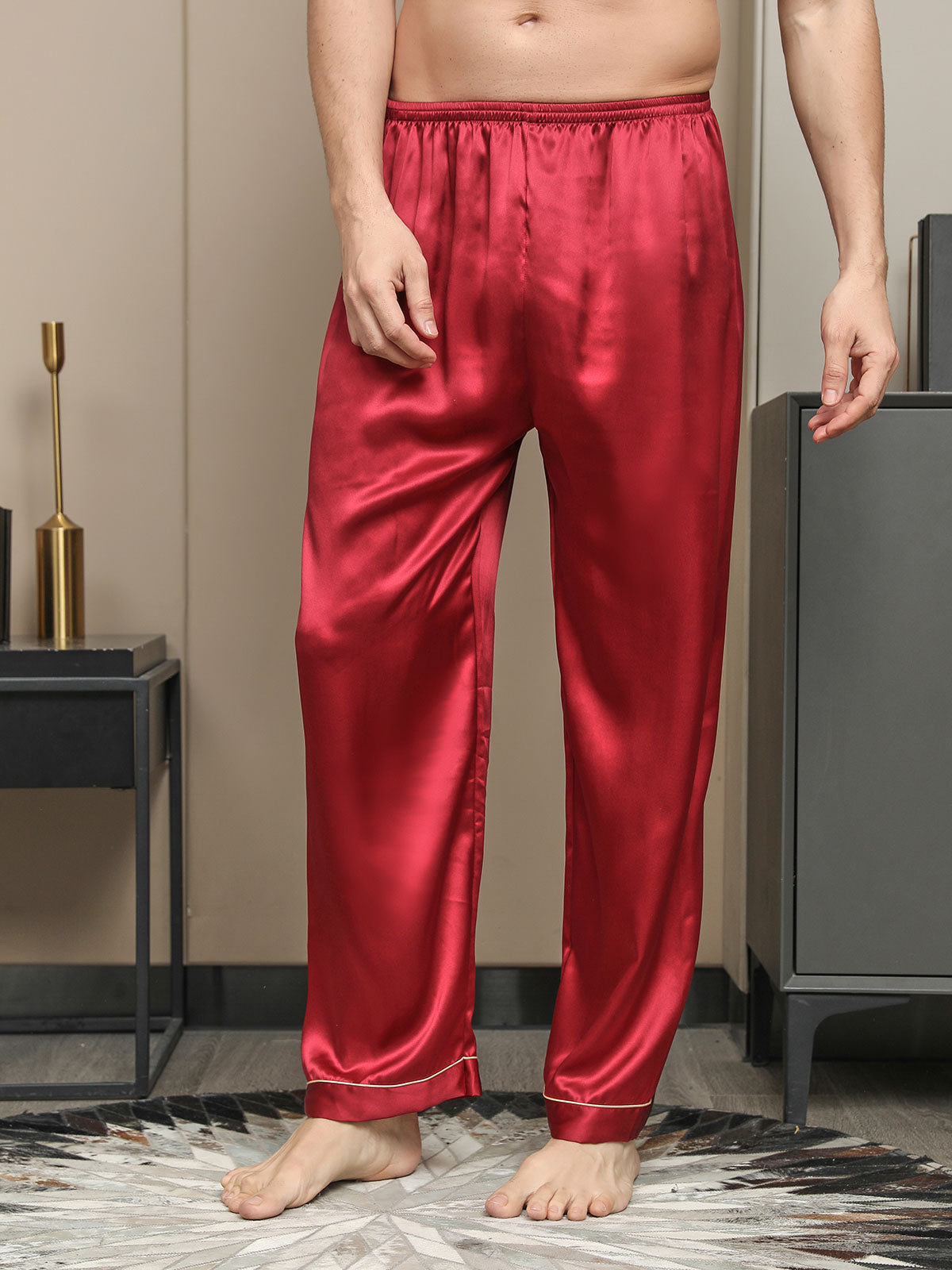 Solid Color Pure Silk Men‘s Sleep Pants