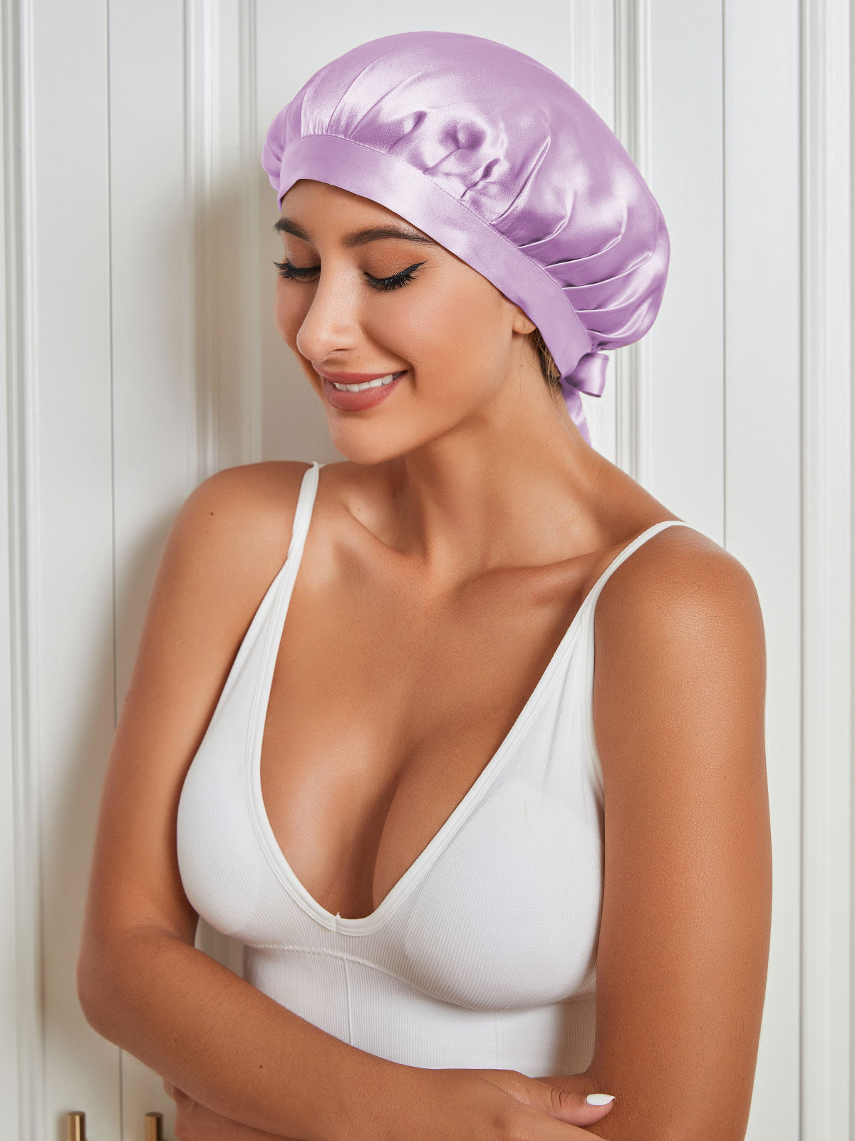 Pure Silk Classic Sleep Cap with Ribbons