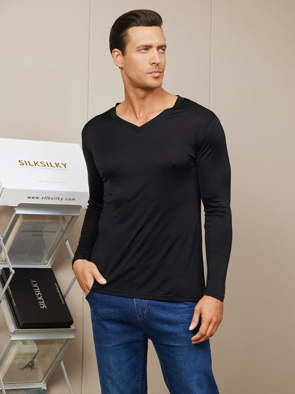 Mens Long Sleeve Silk Knitted Tee