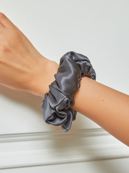 Pure Silk Midnight Scrunchies - Middle - 3.5cm