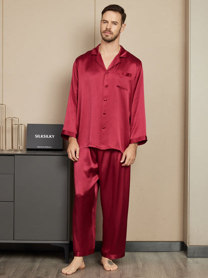 Pure Silk Long Sleeve Men's Pajamas