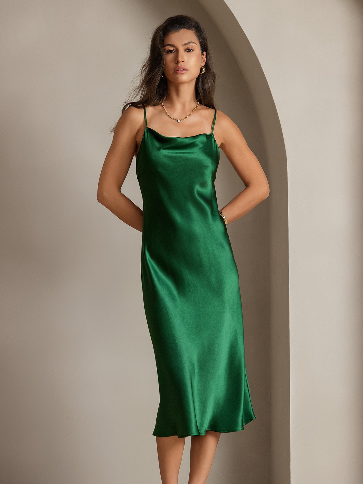 Pure Silk Strap Maxi Long Dresses