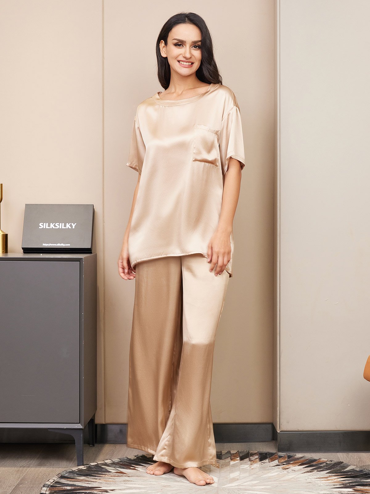 Pure Silk Solid Color Women's Pajamas