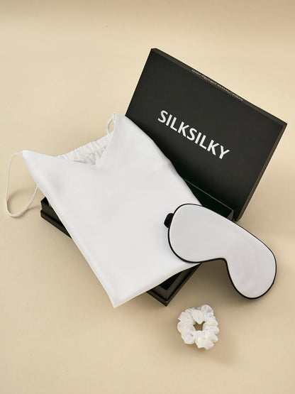 Gift Set - Silk Sleeveless Pajama Set & Eye Mask & Scrunchie