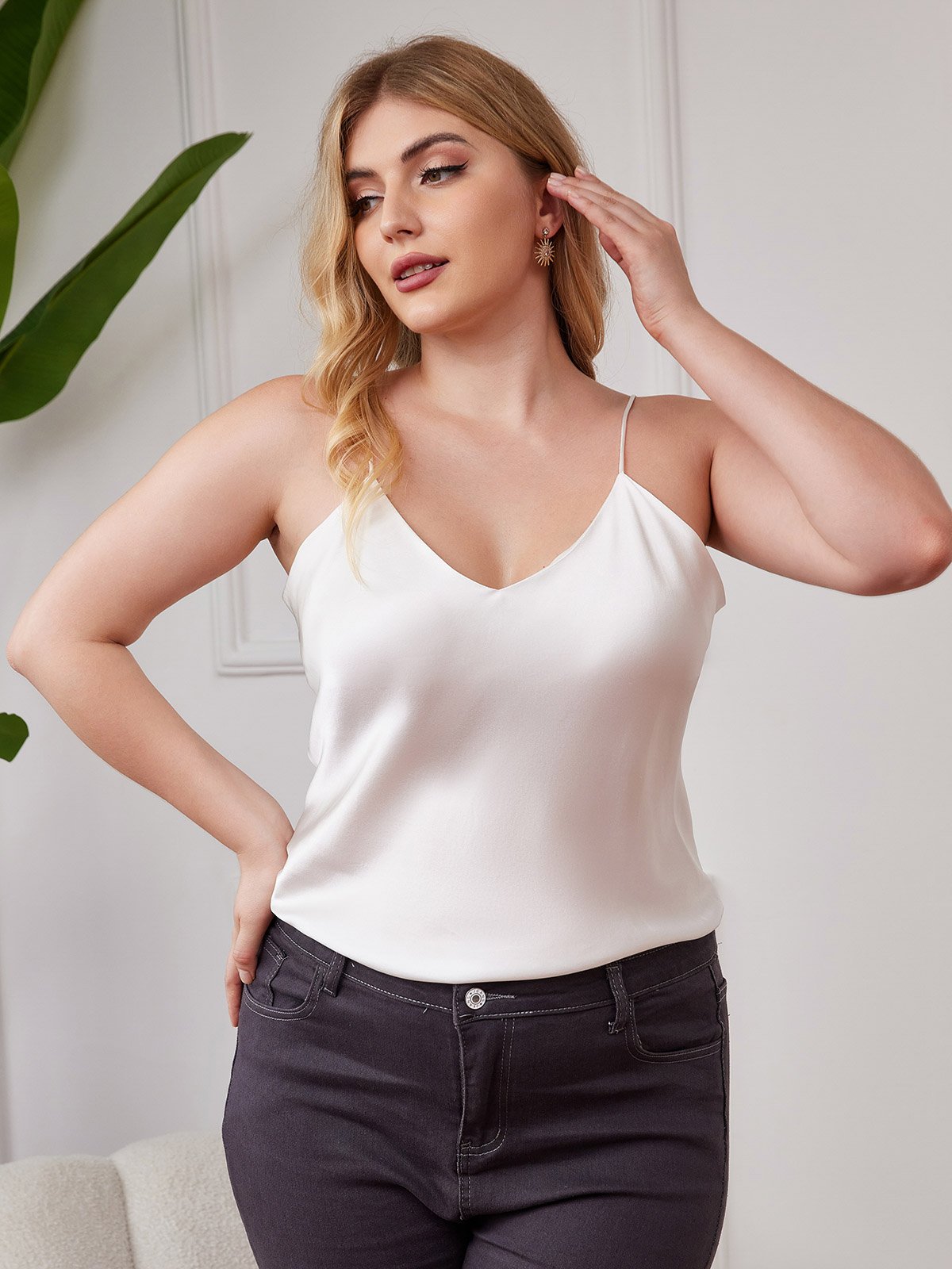 Pure Silk Spaghetti Strap Plus Size Camisole