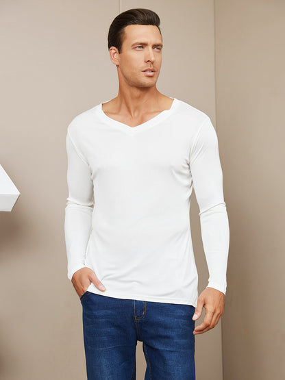 Mens Long Sleeve Silk Knitted Tee