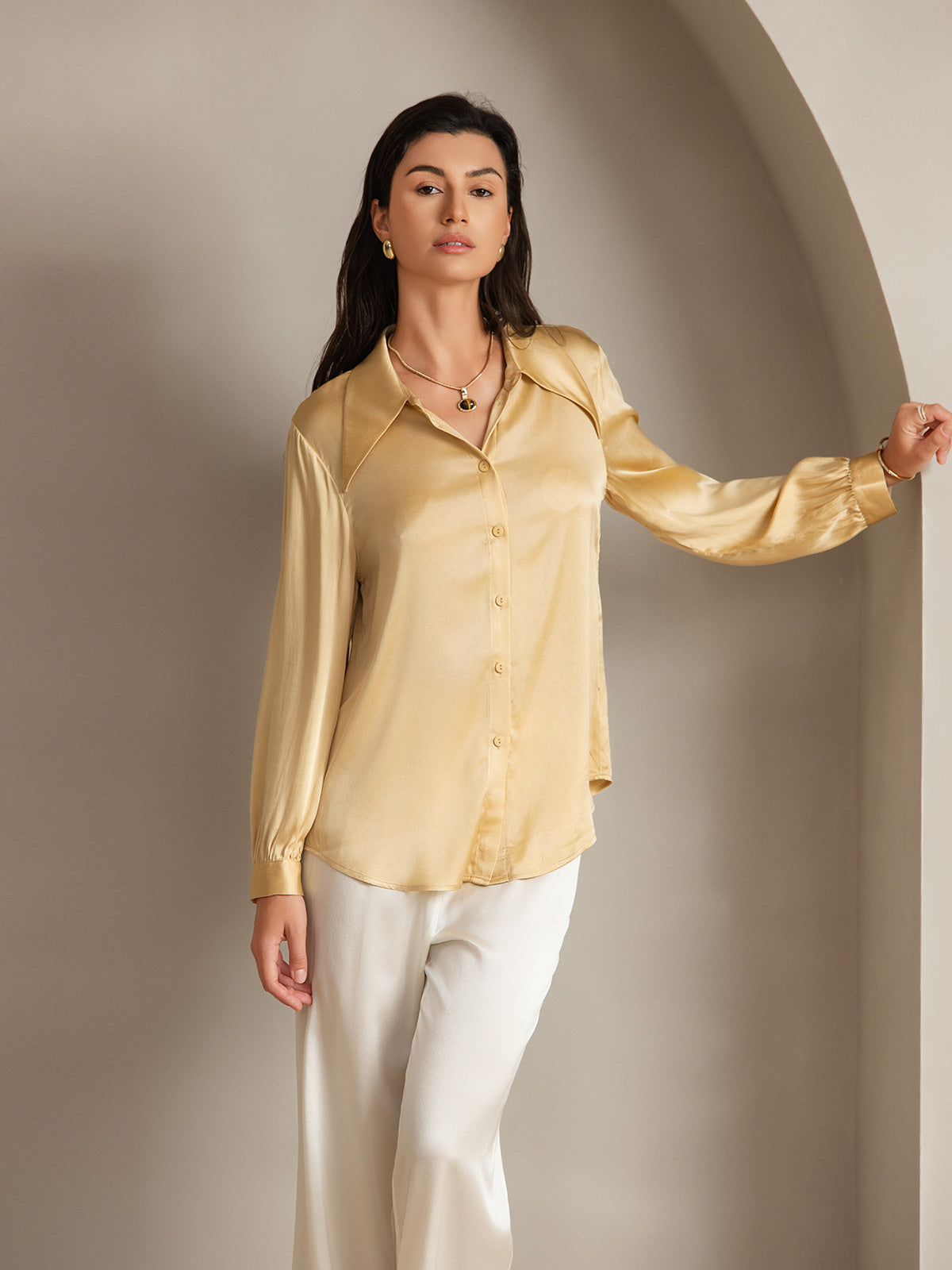 19Momme Silk Solid Color Classic Daily Basic Shirt