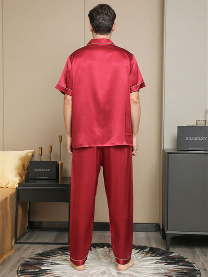 Piping Trim Men‘s Pure Silk Pajamas