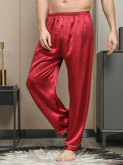 Solid Color Pure Silk Men‘s Sleep Pants