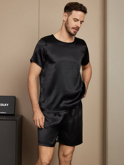 Pure Silk Casual Short Sleeve Men's Pajamas Set