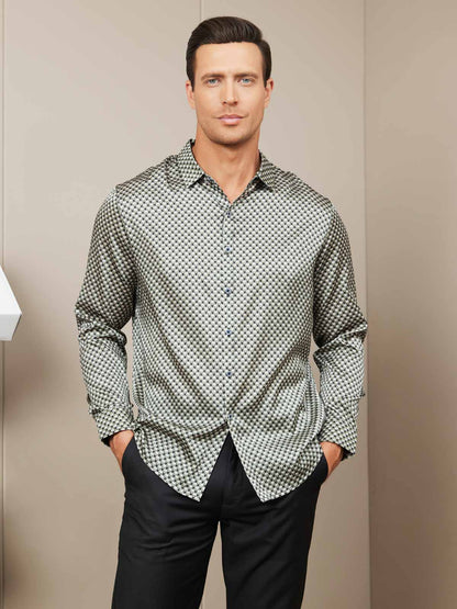 19 Momme Classic Silk Printed Mens Shirt