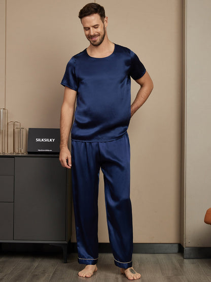 Pure Silk Short Sleeve Classic Men's Pajamas