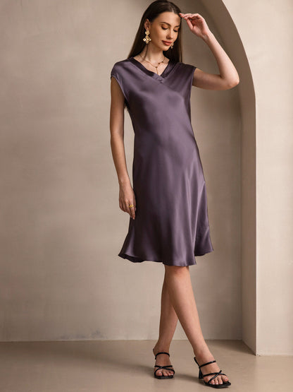 Pure Silk Elegant Short Sleeves Nightgown