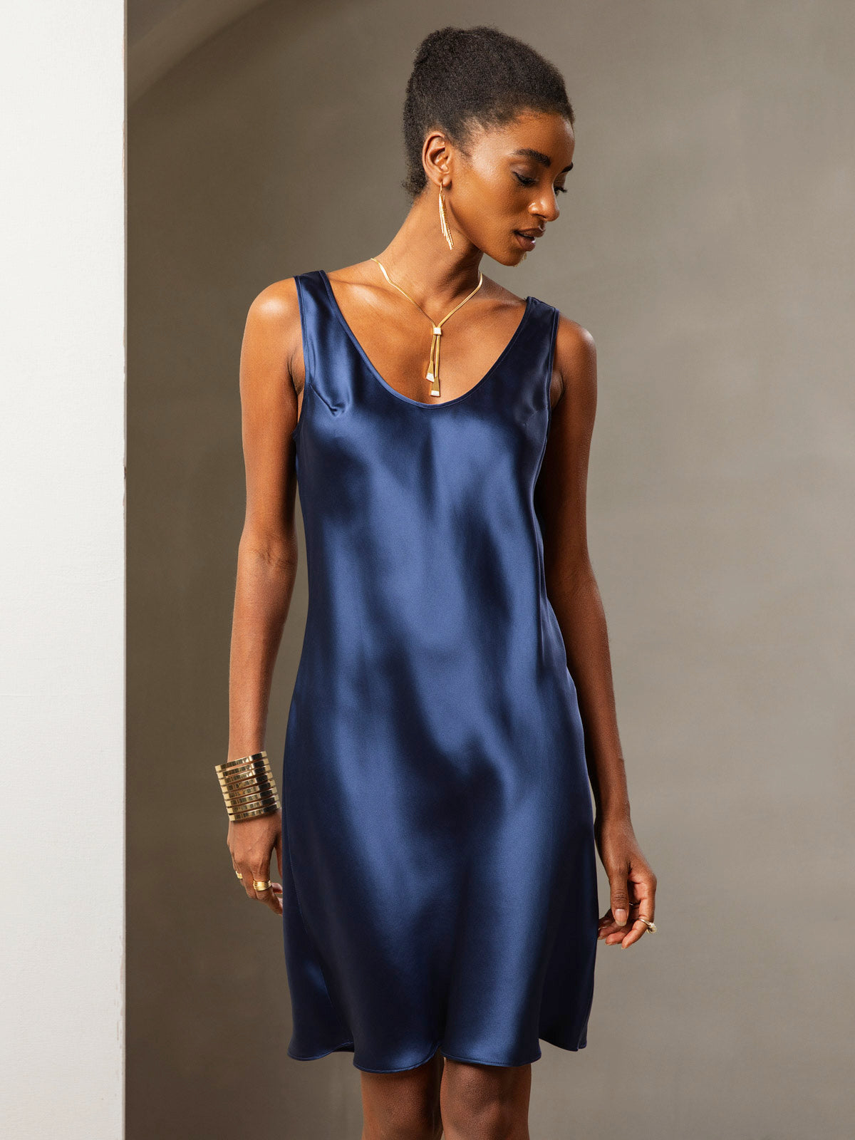 Pure Silk Casual Midi Dress