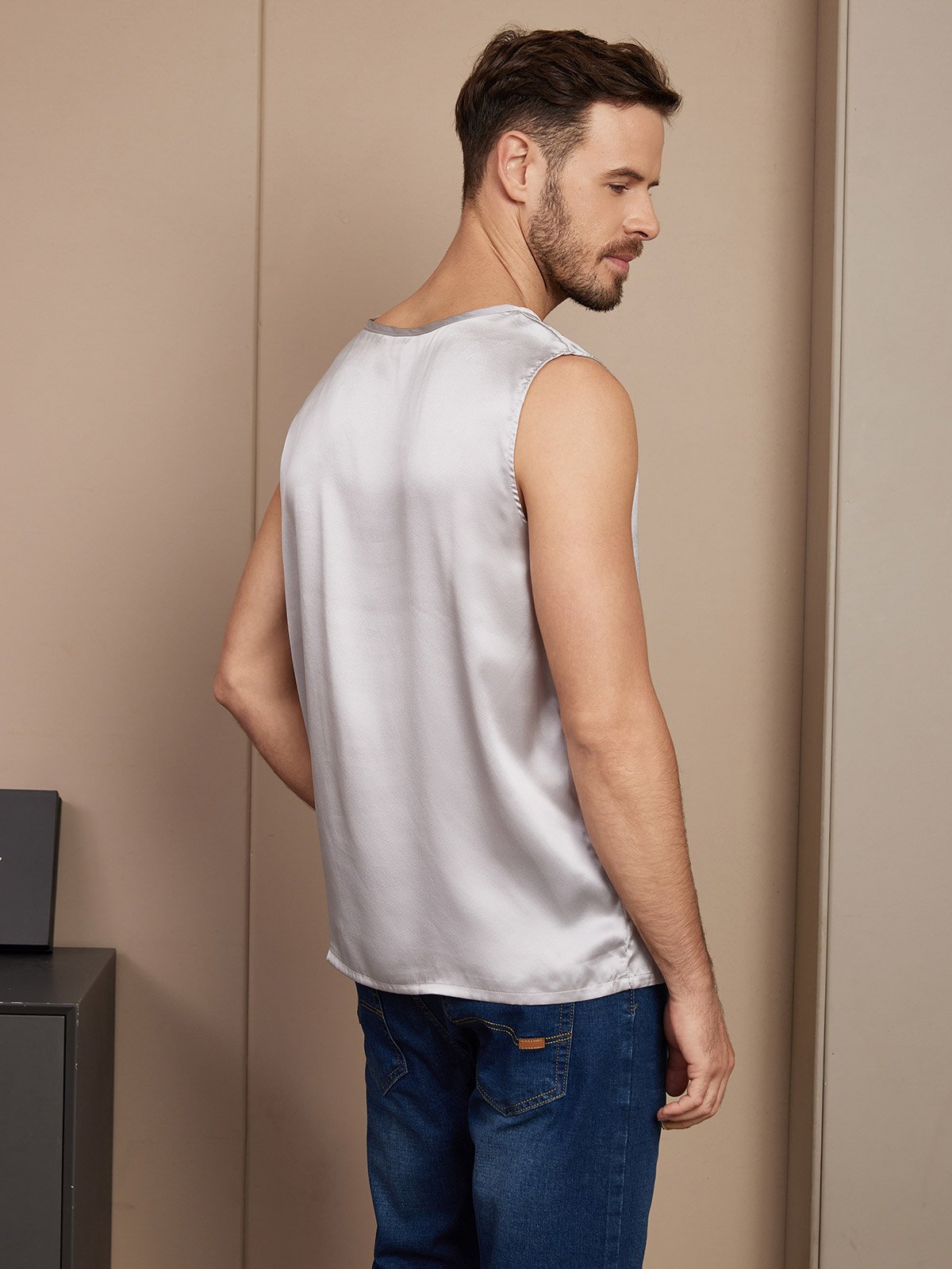 Pure Silk Casual Men's Tank Top