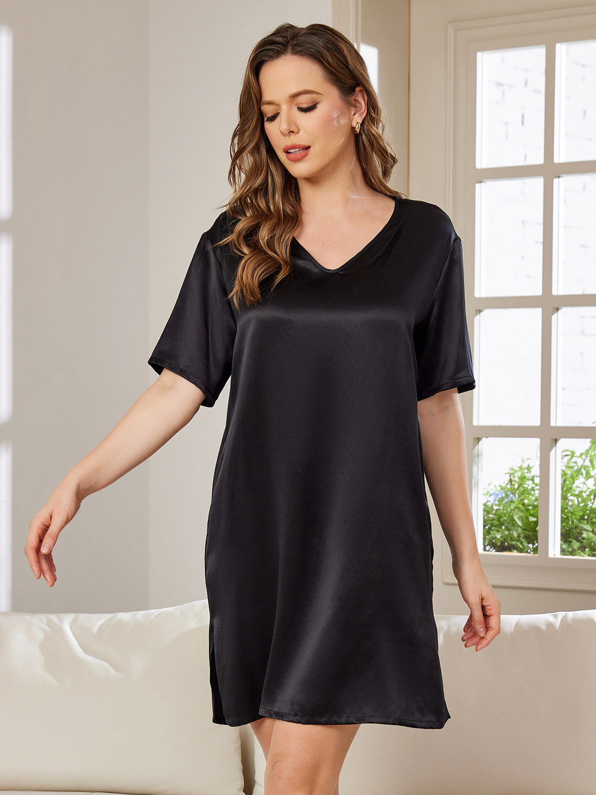 Pure Silk Sexy Split Hem Nightgown