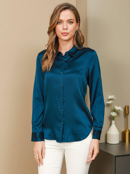 Silk Basic Military Lapel Shirt