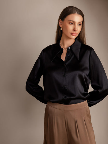 19Momme Silk Solid Color Classic Daily Basic Shirt