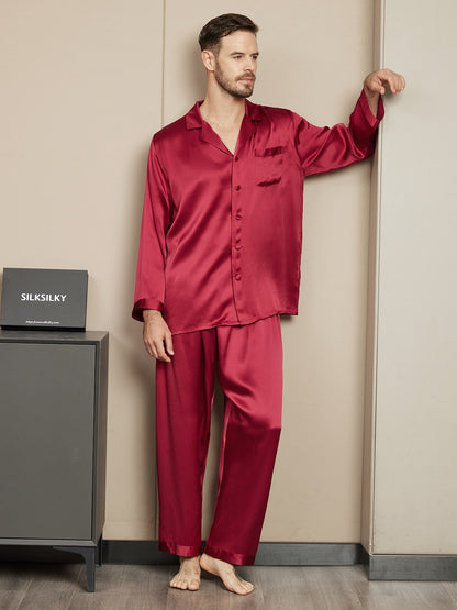 Pure Silk Long Sleeve Men's Pajamas