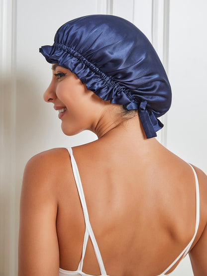 Pure Silk Double Layer Sleeping Caps w/ Ribbon